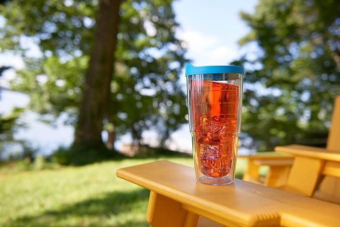 Tervis Clear & Colorful Lidded Made in USA Double Walled Insulated Tumbler Travel Cup Keeps Drinks Cold & Hot, 24oz, Hunter Green Lid