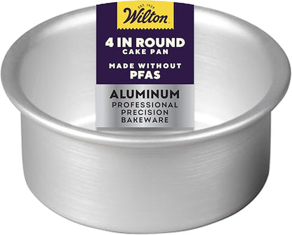 Wilton Aluminum Round Cake Pan, Durable Anodized Bakeware for Tiered & Layered Cakes, Even Heating, Rust-Resistant, Professional Cake Baking Pans, 4 x 2 in