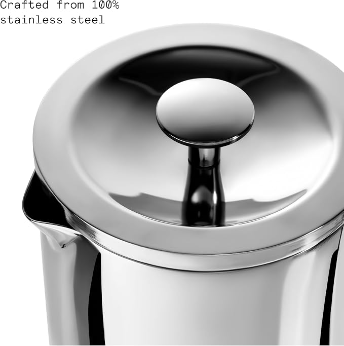 aarke Coffee Press - Premium 100% Stainless Steel Coffee Maker, 34oz (1L) Insulated Double-Walled Vacuum Body with Cool-Touch Exterior and Precision Mesh Filter