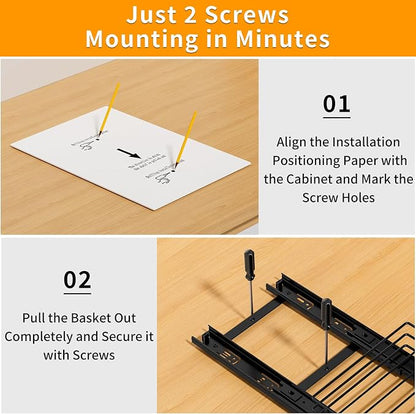 RCHYFEED Pull Out Spice Rack Organizer for Cabinet,Slide out Spice Organizer for Inside Cabinets,Heavy Duty Spice Organization for Kitchen and Pantry,Seasoning,Sauces(1-Tier,6.5" Wx10.5 Dx2.5 H)