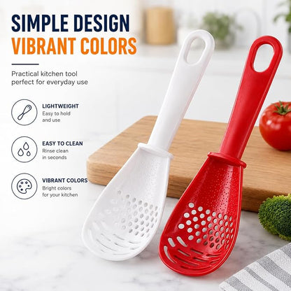 3 Pack Multifunctional Kitchen Cooking Spoon, Muulaii 6 in1 Kitchen Gadgets Strainers for Egg Yolk Separator- Grater Masher- Colander Skimmer Scoop
