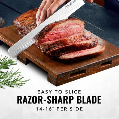 Cutluxe Brisket Knife – 12" Carving & Slicing Knife for Meat & BBQ – Razor Sharp German Steel, Sheath Included, Ergonomic Full Tang Handle Design, Fathers Day Gift For Dad – Artisan Series