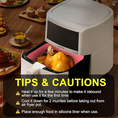 3 Pcs Silicone Air Fryer Liners Square Airfryer Liners 4-7 QT 7.1 Inch Reusable Air Fryer Silicone Pot Oven Liner Baking Tray, Air Fryer Basket Silicone Mat Bowl Air Fryer Accessories Kitchen Gadgets