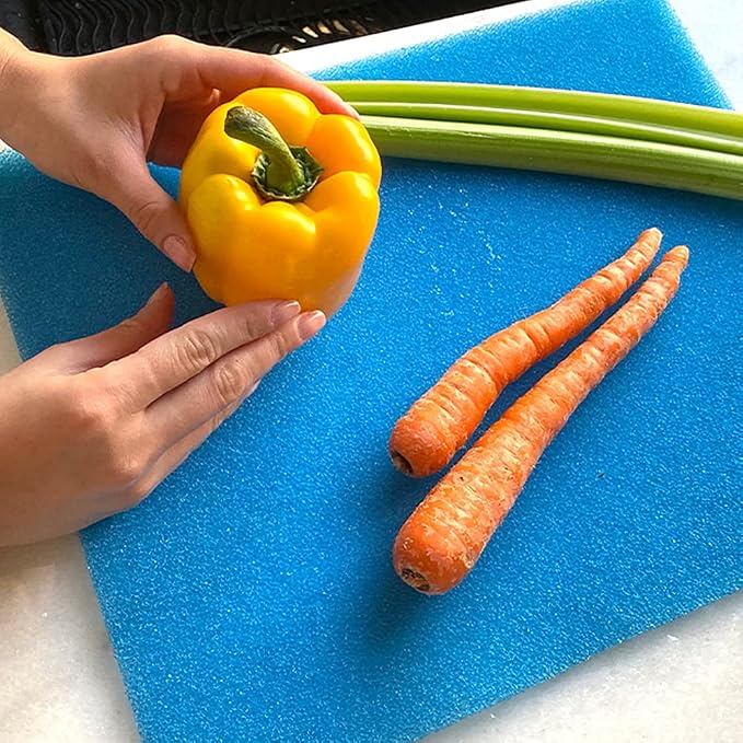 Bluapple Humidity Control Pack Produce Saver Bags And Refrigerator Mat Liners Keep Produce Fresher Longer (Blue)