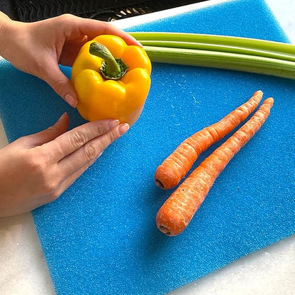 Bluapple Humidity Control Pack Produce Saver Bags And Refrigerator Mat Liners Keep Produce Fresher Longer (Blue)
