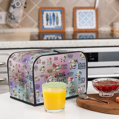 Toaster Cover 2 Slice Wide Slot Cute Christmas GnomesBread Toaster Oven Dustproof Cover Small Appliance Kitchen Covers Dust and Fingerprint Protection for Women Gift 2 Slice