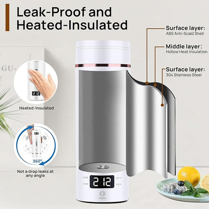 Portable Electric Kettle – Plug-in with Travel Bag, 450mL 304 Stainless Steel, 4 Preset Temp, Rapid Boiling, Auto Shut-Off & Boil-Dry Protection, Home Office Hotel Caravan Dorm Business Trip