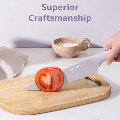 Astercook Knife Set, 13 Pieces Kitchen Knives Set with Healthy Anti-Rust Coating, Dishwasher Safe, Stainless Steel Chef Knife Sets with 6 Blade Guards, Fathers Day Gift for Men