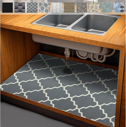 AiBOB Waterproof Under Sink Mat, Absorbent Quick Dry Sink Liners Protect Cabinets, Durable Shelf Liners, Slip Resistant and Non-Adhesive, 24X68 Grey