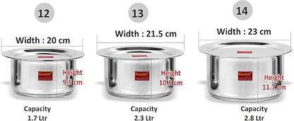 Sumeet Stainless Steel Cookware Set With Lid, 1.7-2.8 Liter, 3 Piece (Steel)