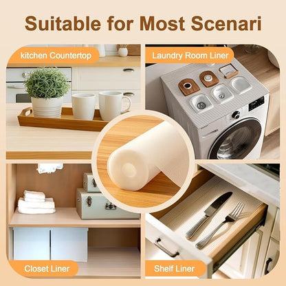 FEXIA Shelf Liner for Kitchen Cabinets Drawer Non Adhesive Non-Slip Liner 12 Inches x 20 FT Waterproof & Oil-Proof Durable Material Fridge Liner for Shelves