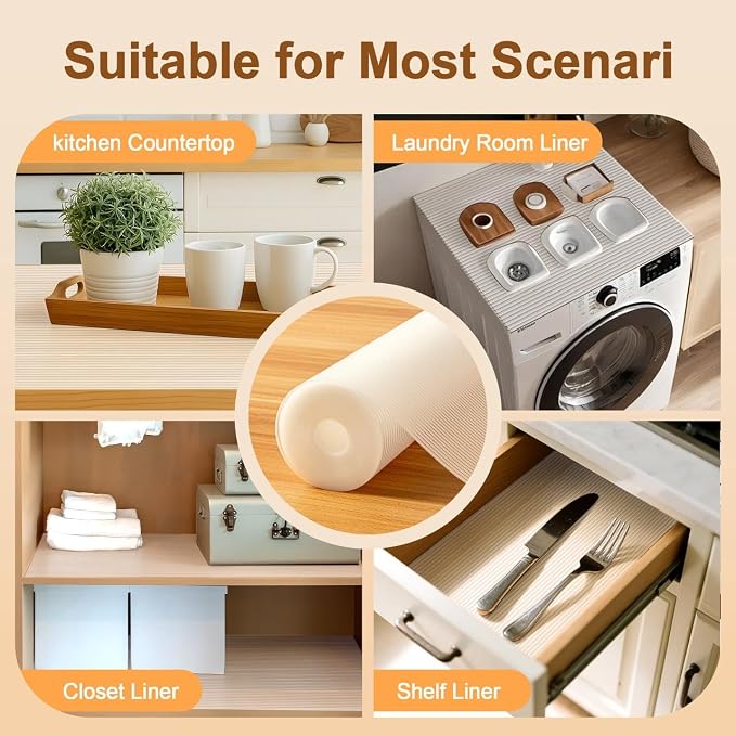 FEXIA 2 Rolls Shelf Liners for Kitchen Cabinets Non-Slip Drawer Liner 20 Inches x 20 FT Waterproof & Oil-Proof Non Adhesive Durable Material Fridge Liner for Shelves