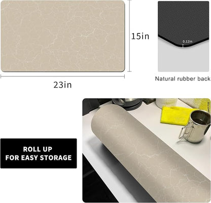 Coffee Bar Mat,Under Coffee Maker Mat,23"x15"Coffee Tray Mat Under Coffee Machine,Rubber Coffee Maker Mat,Under Appliance Mats,Silicone Hot Mat for Coffee Machine,Dish Drying Mat, Marble Beige