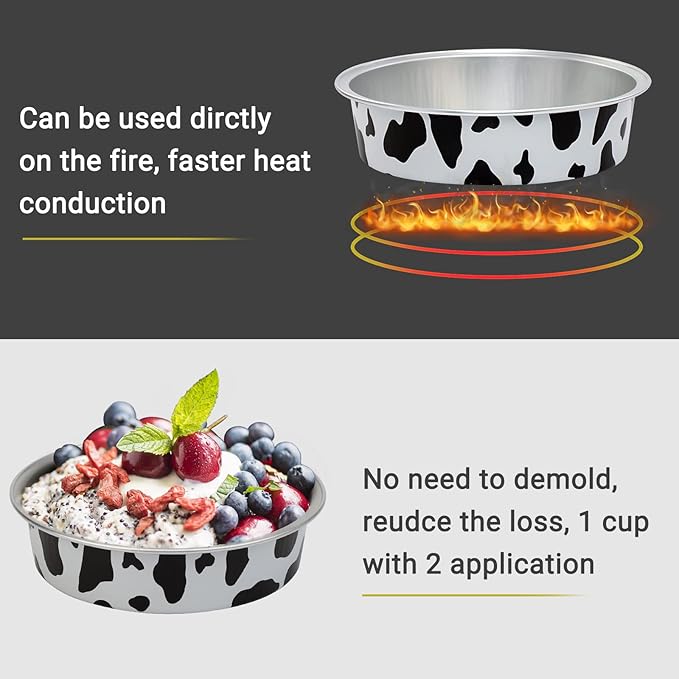 Beasea 4 Inch Pie Tins with Lids, 50 Pack 8 Oz Mini Tart Pan Disposable Pie Tins, Black White Aluminum Foil Flat Baking Cups Round Muffin Container for Mini Cheesecake Tart Quiche