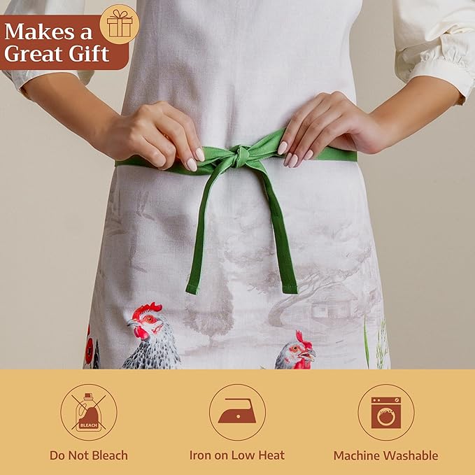 Maison d' Hermine 100% Cotton Apron for women with Pocket Kitchen Chef Apron for Men Cooking Spring Summer