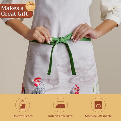 Maison d' Hermine 100% Cotton Apron for women with Pocket Kitchen Chef Apron for Men Cooking Spring Summer