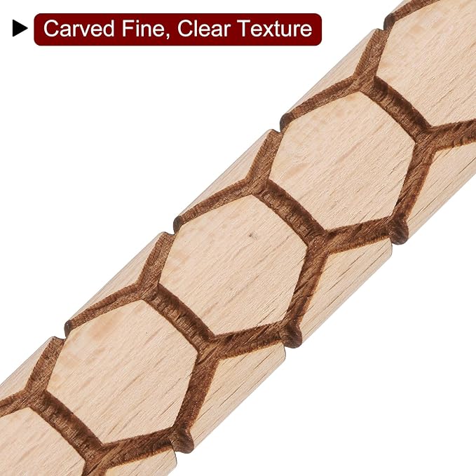 HARFINGTON Wood Clay Roller 4" Hexagon Pattern Rolling Pins Wood Rollers Pottery Tools Wood Grain Texture Rollers for Clay Baking Dough Playdough DIY
