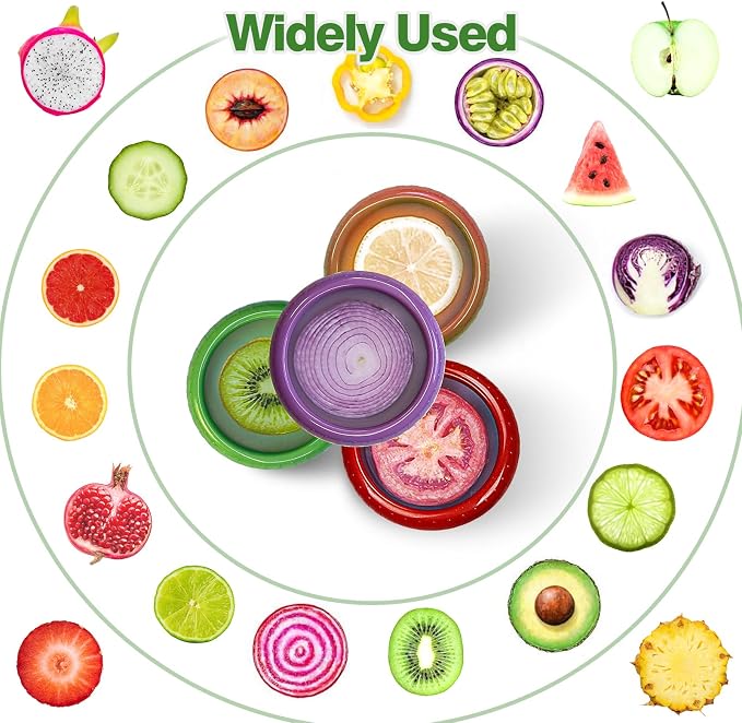 Reusable Avocado Saver and Onions Storage,4PCS Silicone Fruit and Veggie Savers,Stretch Fresh Pods Storage Box Set for Fridge,Ideal for Avocados, Tomatoes, Apples, Lemons,Potatoes, Garlic
