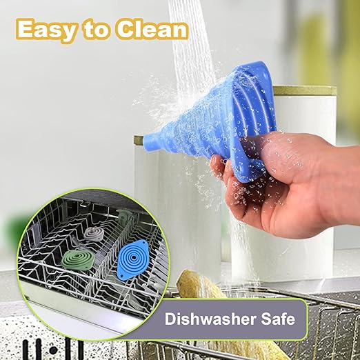 Kitchen Funnel Set of 3,Small and Large,Funnels for Kitchen Use Filling Bottle,Folding Silicone Funnel Used for Transferring Liquids in The Kitchen