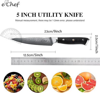 5-inch Peeler, Professional Kitchen Knife, 67-layer Damascus VG-10 Steel Core, Wood Grain G10 Handle, Comes with Gift Box(5-inch Multipurpose Knife)