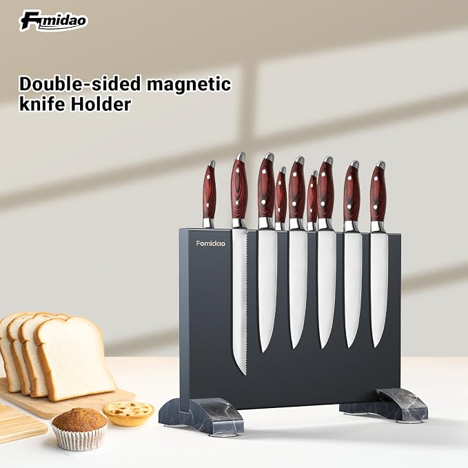 Magnetic Knife Holder Stand,Black Stainless Steel Magnetic Knife Block Without Knives,Powerful Magnet Knife Rack Strip For Kitchen Counter