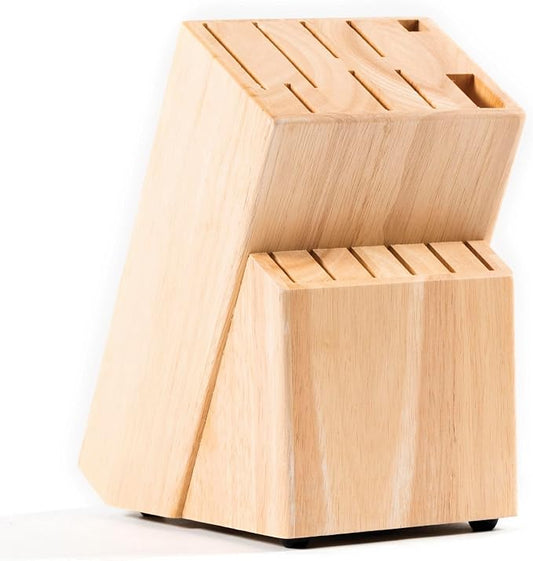 Coninx Rubber Wood Kitchen Knife Block, 15 Slots Holder, Professional Quality Organizer, Secure Stand, Keep Knives Neat & Sharp, Solution for full Drawers, Display Stand for Storage
