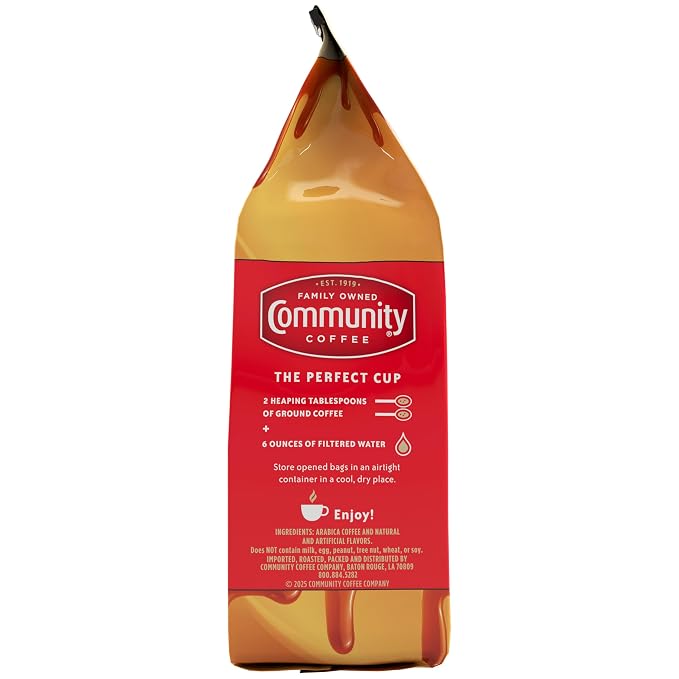 Community Coffee Caramel Cookie Butter Flavored 72 Ounces, Medium Roast Ground Coffee, 12 Ounce Bag (Pack of 6)