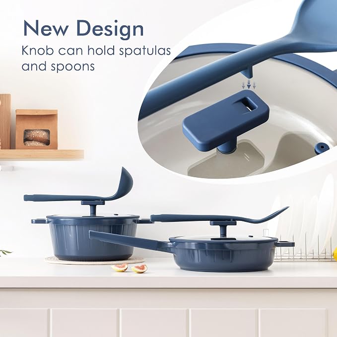 SENSARTE 14 Pcs Pots and Pans Set Nonstick, Non toxic Ceramic Cookware Set with Nanoscale Dense Coating, High Heat Resistant Induction Cookware, Healthy Kitchen Cooking Set, PFOA/PFAS/PTFE Free