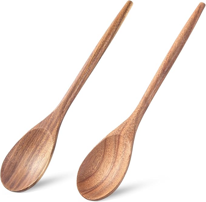 Wooden Cooking SpoonS 2PCS Wooden Spoons for Cooking 14" Acacia Wood Spoons for Cooking Long Wooden Spoon Cooking Long Spoons for Stirring large Wood Spoons Spootle large Kitchen Spoon