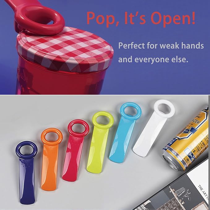 6 Pack Jar Key Opener for Weak Hands and Seniors Plastic Bottle Opener for Kitchen and Parties Effortless Jar Lid Vacuum Seal Popper Tool for Arthritis and Carpal Tunnel Relief