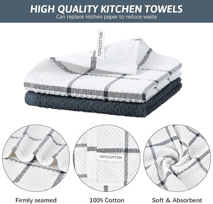 Nialnant 8 Pack Kitchen Towels,100% Cotton Dish Cloths for Washing Dishes,Soft Absorbent Dish Towels for Kitchen,Quick Drying Kitchen Rags,12x12 Inches,Grey