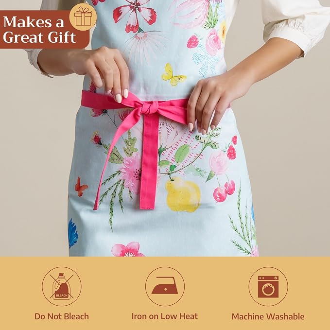 Maison d' Hermine 100% Cotton Apron for women with Pocket Kitchen Chef Apron for Men Cooking Spring Summer