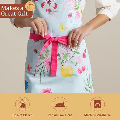 Maison d' Hermine 100% Cotton Apron for women with Pocket Kitchen Chef Apron for Men Cooking Spring Summer