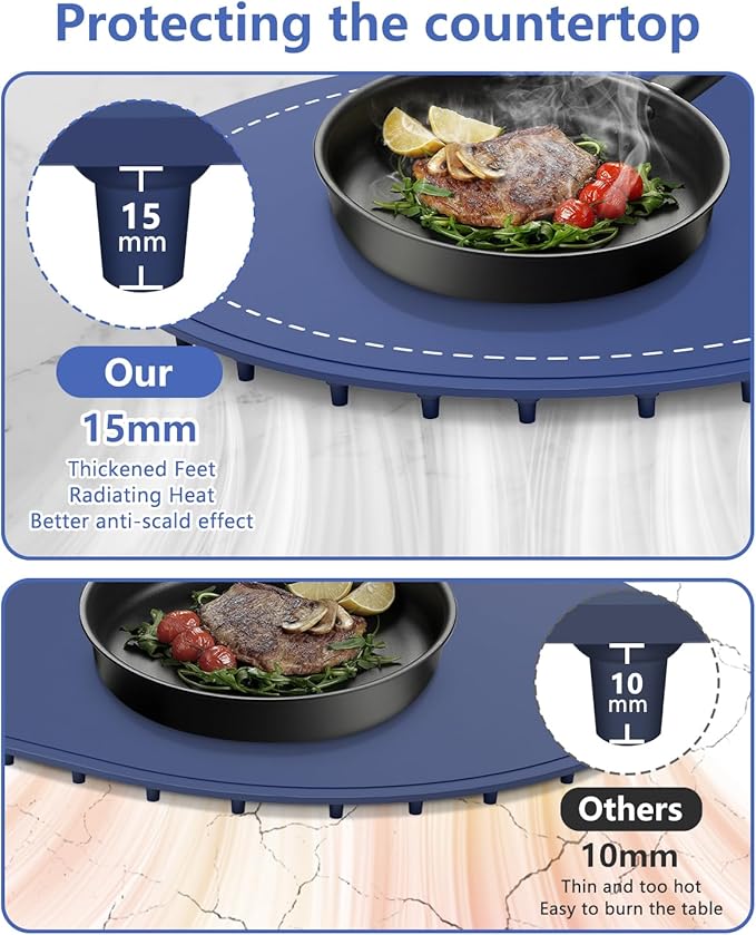 seenlast Warming Mat for Food with Adjustable Temperature Timer,10S Fast Heating Silicone Food Warmers for Parties Buffet and Home Daily,Food Warming Mat with Insulating Pad Raised Feet Protects Table