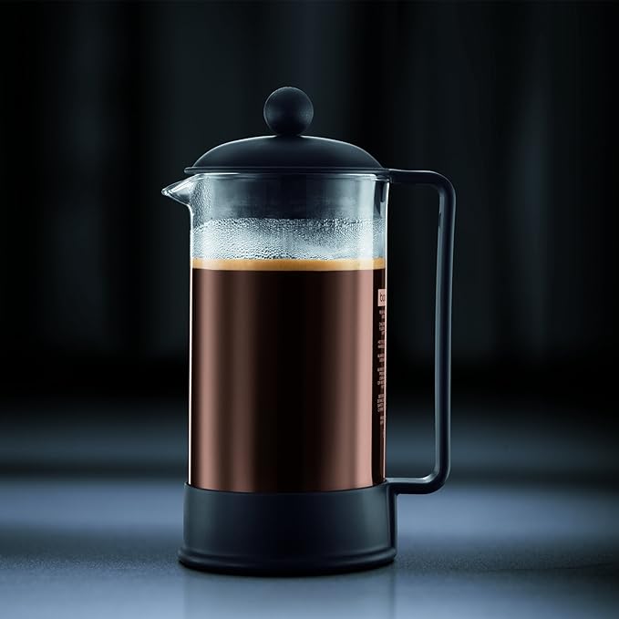 Bodum 34oz Brazil French Press Coffee Maker, High-Heat Borosilicate Glass, Red - Made in Portugal