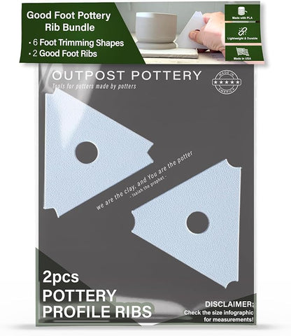 OUTPOST POTTERY Profile Ribs - Precision Pottery Rib Tools Made W/Durable PLA for Consistent Shapes, Floating Designs & Accurate Craft - Texture & Trimming Tools (Good Foot Bundle)
