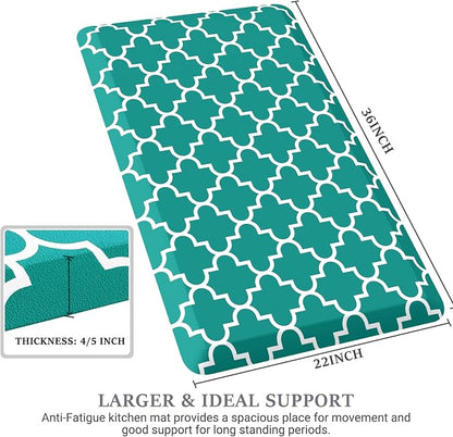 WISELIFE Anti Fatigue Floor Mat - 4/5 Inch Thick Kitchen Mat Non Slip Waterproof Heavy Duty Ergonomic Comfort Mat Durable for Home, Office, Sink, Laundry,(22" x 36", Green)