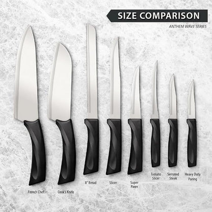 Rada Cutlery Anthem Series Cook’s Knife (W434), 6.5" Stainless Steel Blade, Black Handle, Pack of 2