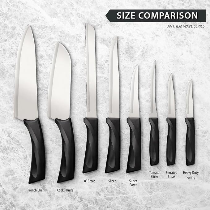 Rada Cutlery Anthem Series Cook’s Knife (W434), 6.5" Stainless Steel Blade, Black Handle