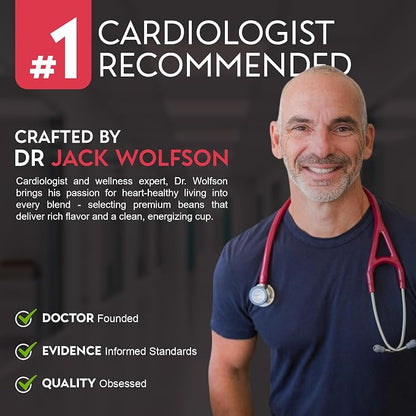 Cardiology Coffee – Whole Bean Coffee – USDA Certified Organic, Mold Free 12oz Premium Medium Roast Organic Coffee Beans with Antioxidant Benefits – Perfect for Heart Healthy Lifestyle