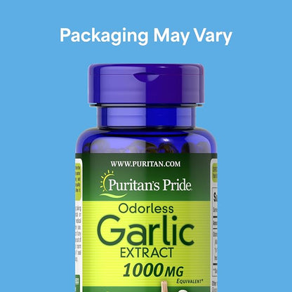 Puritan's Pride Premium Odorless Garlic Fresh 10 mg, Herb Dietary Supplement for Heart Health and Circulation Support with Antioxidant Properties, 250 Rapid Release Softgels