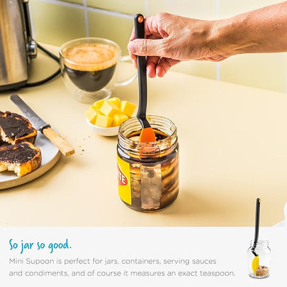 Dreamfarm Mini Supoon Non-Stick Sit-Up Silicone Scraping Cooking Spoon, Jar Scraper Measures 5ml Tsp - 8" Forest Green