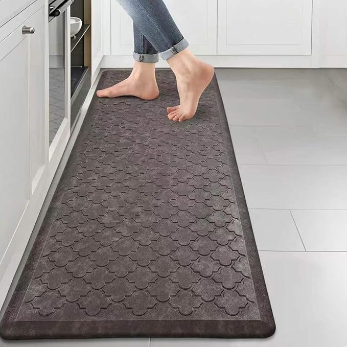 HEBE Kitchen Mat Cushioned Anti Fatigue Comfort Floor Mat Oversized 20"x60" Waterproof Non Slip Kitchen Rug Runner Laundry Room Rug Floor Carpet Heavy Duty Comfort Standing Mat Pads, Brown