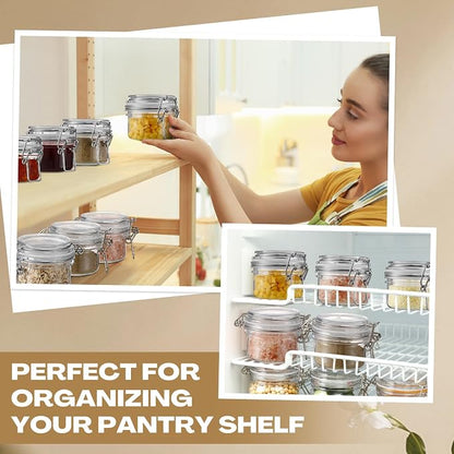 Suclain 12 Pack 4oz/120ml Pet Plastic Storage Jars with Lids Bulk, Clear Wide Mouth Canning Jar with Airtight Lid Empty Sealed Canisters Food Storage Container for Spices Herbs Jam Sauces Weeds Coffee
