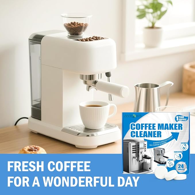 24-Pack Coffee Machine Cleaner Descaler Tablets, Descaling & Deep Cleaning Tabs for Coffee Pot & Coffe Machine, Effective Limescale Remover for Home, Office Use