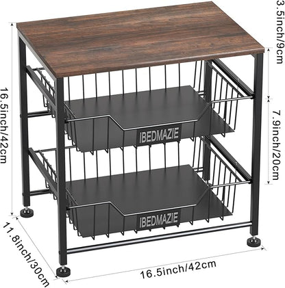 Metal Storage Organizer with Drawers,Fruit Basket for Kitchen,3 Tier Organizer Used for Wardrobe,Office,Storage,Bathroom,Bedroom,Adjustable Feet,Easy Assembly (Black)