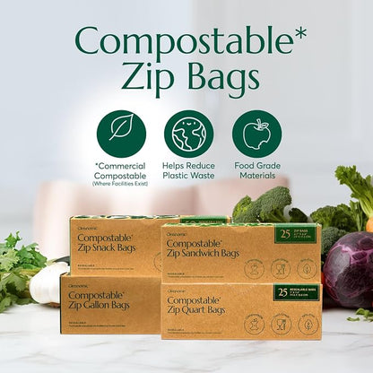 Cleanomic Food Storage Bags (4 Sizes), 13 Gallon Trash Bag, Earthwash Detergent Sheets, and Earthfresh Softener Sheets Bundle