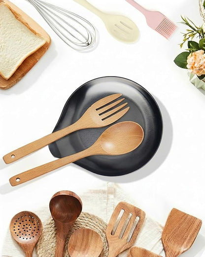 VanlonPro Stainless Steel Spoon Rest, Spatula Ladle Holder, Stainless Steel Utensil Spoon Rest Holder, Brushed Finish, Dishwasher Safe 5.9 x 5.1 Inch (Round Black 1PC)
