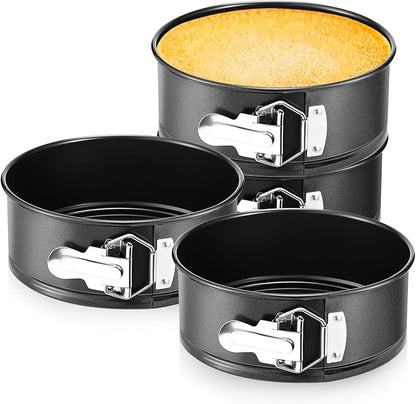 Funnymoom 4 Pcs 7 Inch Non Stick Springform Pan with Removable Bottom Carbon Steel Cheesecake Pan Round Springform Cake Mold with Stainless Steel Spring Buckles for Baking Kitchens Restaurant