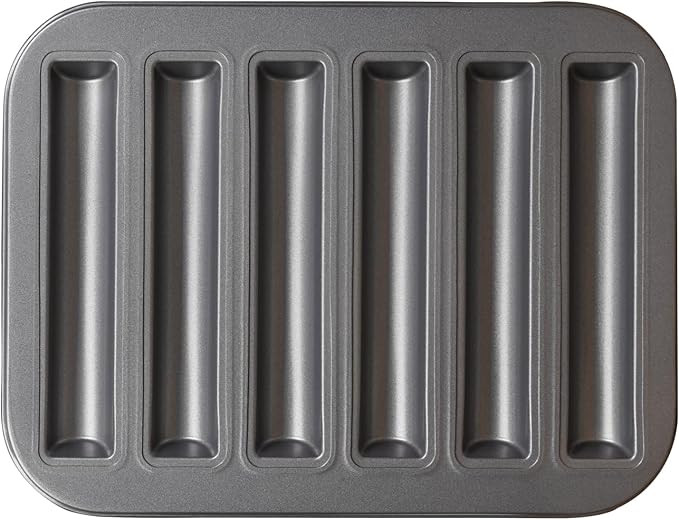 6 Cup Financier Cake Baking Pan Breadstick Biscotti Ladyfinger Donut Cookie Cornbread Stick Mini Bread Loaf Baguette Nonstick Small Muffin Cupcake Madeleine Tin Tray Mold